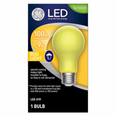 GE 9w Yellow Bug Light A19 Bulb