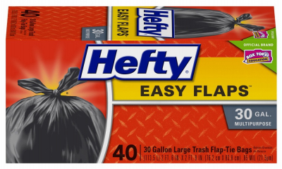 Hefty E2-7744 Trash Bag, L, 30 gal Capacity, LLDPE, Black