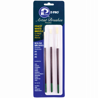 3PC WHT Brist RND Brush