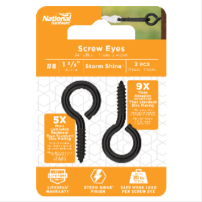 2pk Black #8 Screw Eye