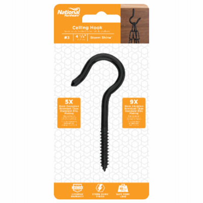 #3 4-1/8" Black Ceiling Hook