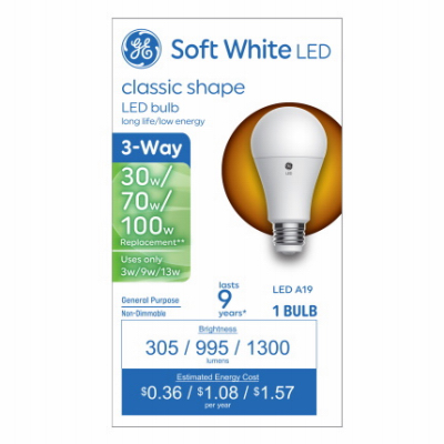 GE LED 3-Way A19 Bulb
