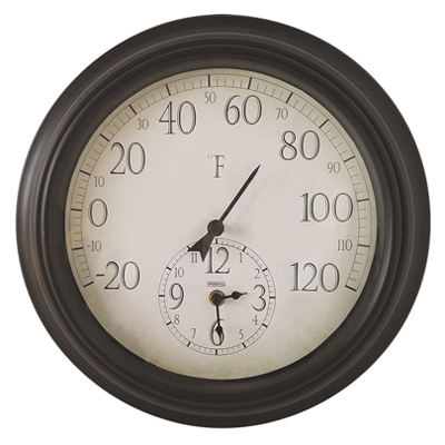 THERMOMETER, 14" W/ CLOCK