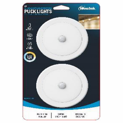 2PK WHT LED Puck Light