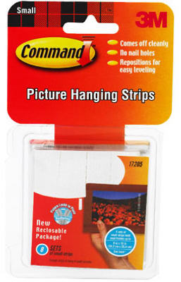 Command 17205 Picture Hanging Strip, 1 lb/set, Foam, White