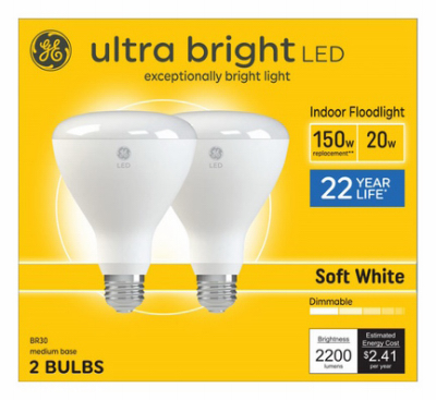 GE 2PK 20W BR30 Bulb