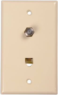 Ivory Coax/Phone Jack Wallplate