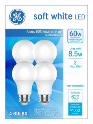 4PK 8.5W 3000Hr SW Bulb