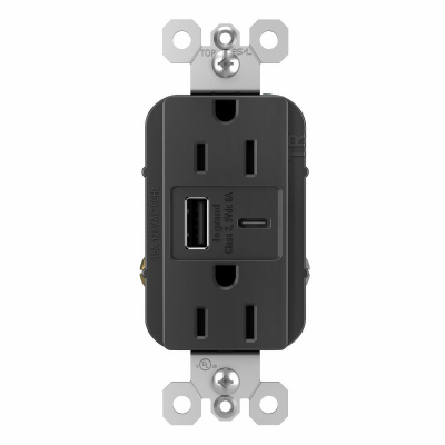 15a Blk Usb Ac Outlet