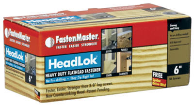 FastenMaster HeadLOK FMHLGM006-50 Wood Screw, 6 in L, Coarse Thread, Flat