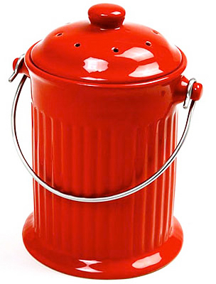 COMPOST KEEPER, RED CERAMIC