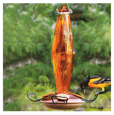 Oriole Feeder Amber Cut Glass 10oz
