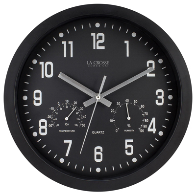 12" BLK Plas Wall Clock