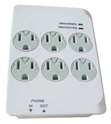 ME White 6 Outlet Surge Tap