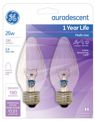 GE 2PK 25W Auradescent Bulbs