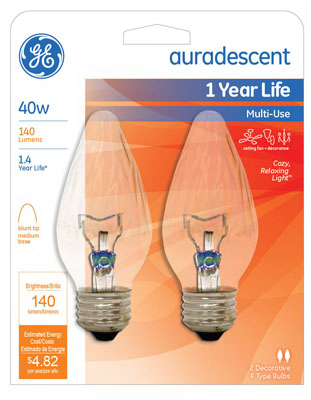 GE 2PK 40W Auradescent Bulb