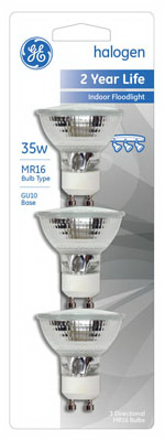 GE 3PK 35W Quartz Halogen Lamp
