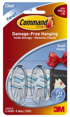 2pk Clear 3m Small Command Hook