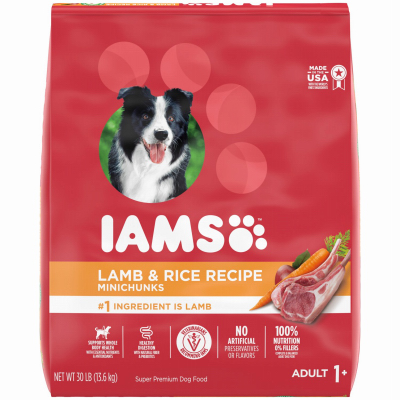 30Lb Iams Dog Adult MiniChunks with Lamb & Rice