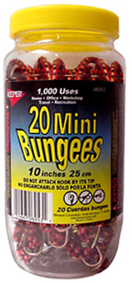 Mini Bungee Cord, 10", 20 pc.