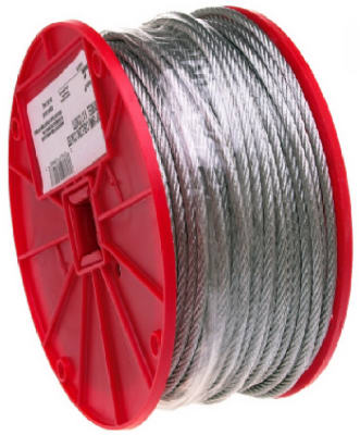 Campbell 7000827 Aircraft Cable, 1/4 in Dia, 250 ft L, 1400 lb Working Load,
