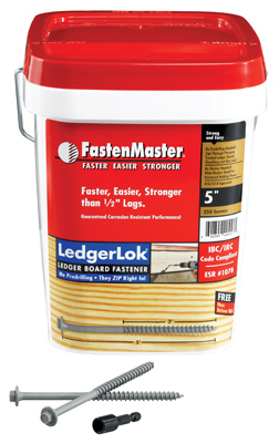 FastenMaster LedgerLOK FMLL005B-250 Structural Wood Screw, 5 in L, Coarse