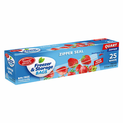 25CT QT Zip Freezer Bag