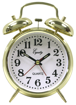 Keywind Twinbell Brass Clock