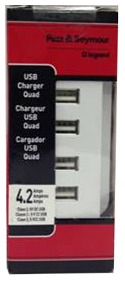 White 4 USB Outlet Charger