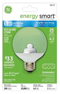 GE 4.5W G25 LED Bulb