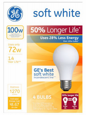 GE 4PK 72W LL Halo Bulb