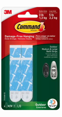 Command 17615AW-ES Refill Strip, 1/32 in Thick, White, 5 lb