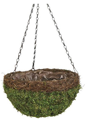 14"GRN Moss/Wick Basket