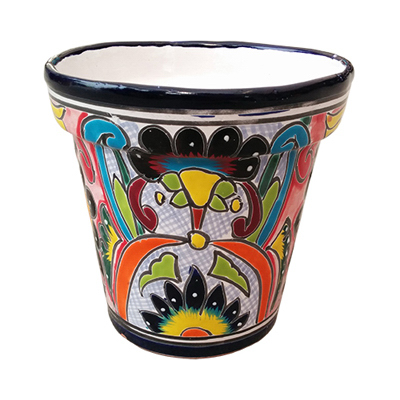 Cono Ceramic Planter, Double-Fired, Hand-Painted, 10"