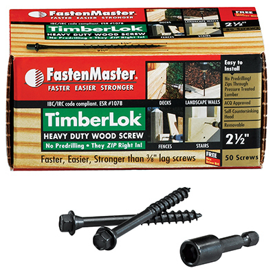 FastenMaster TimberLOK FMTLOK212-50 Wood Screw, 2-1/2 in L, Hex Head, Hex