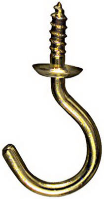 6PK SB 1/2" Brass Cup Hooks