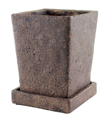 5" BRN WTHR SQ Planter