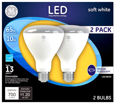 GE 2PK 10W BR30 LED Bulb
