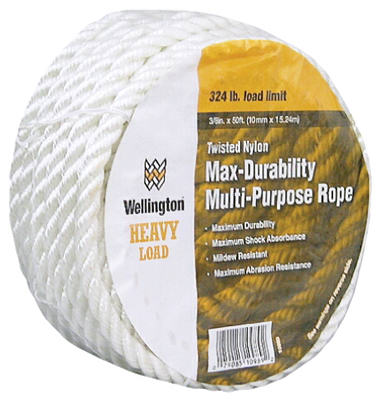 3/8"x50' WHT Nyl Rope