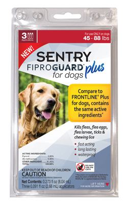 Fiproguard Plus Flea & Tick Squeeze On, 45-88 lb. Dogs, 3 pk.