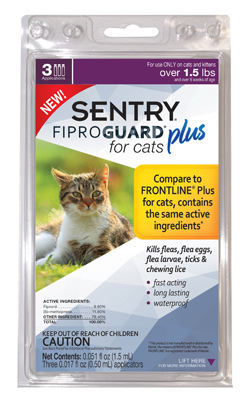 Fiproguard Plus Flea & Tick Squeeze On, For Cats, 3 pk.
