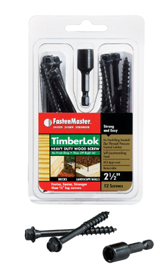 TimberLOK FMTLOK212-12 Fastener, 3/16 in Thread, 2-1/2 in L, Coarse Thread,