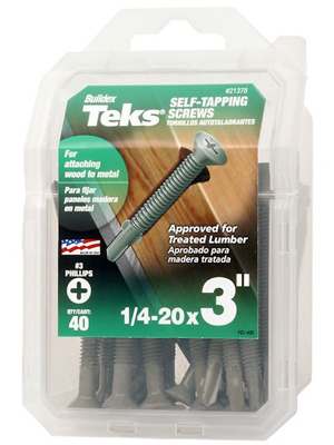 Teks 21378 Screw, 1/4-20 Thread, 3 in L, Flat Head, Phillips Drive,