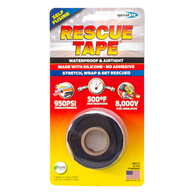 1"x12' Black Rescue Tape