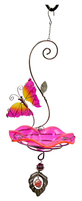HEATH 21523 Bird Feeder, Butterfly Bliss, Glass/Steel, Pink
