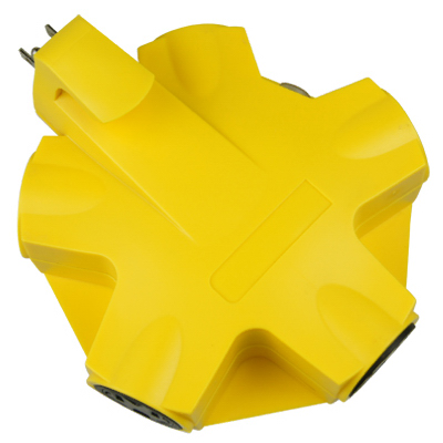 KAB CT-043-1 Outlet Adapter, 5-Socket, Yellow