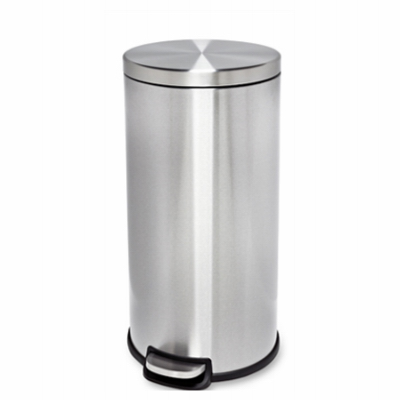 Honey-Can-Do TRS-02110 Round Trash Can, 7.92 gal Capacity, Stainless Steel,