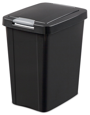 Sterilite TouchTop 10439004 Waste Basket with Latch, 7.5 gal Capacity,