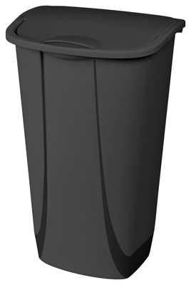 Sterilite 10939006 Waste Basket, 11 gal Capacity, Plastic, Black, 12-3/8 in