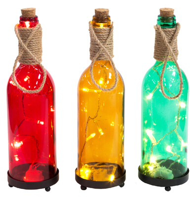 11" Glass Bottle/Light